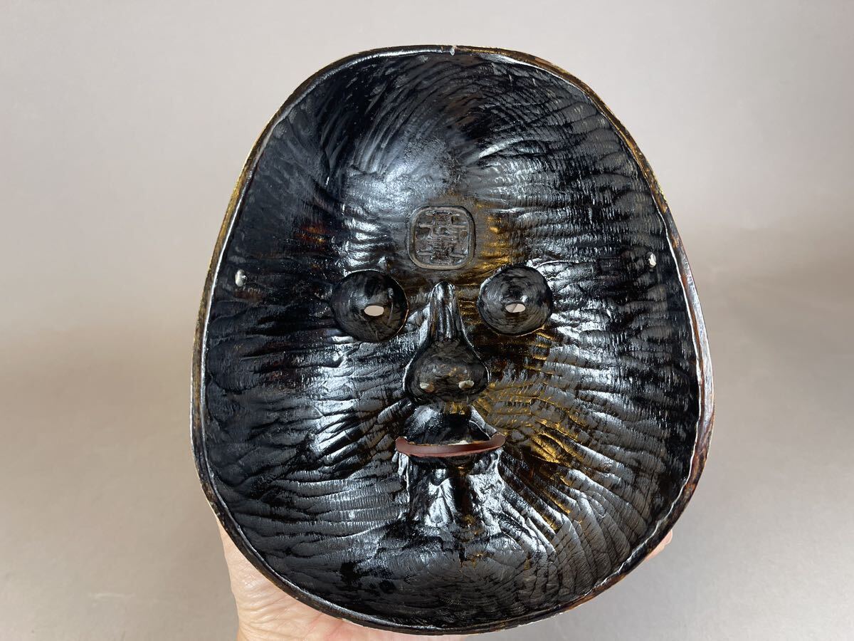 在銘 甚喜 能面 お面 小面 神楽面 狂言面 木彫 狂言 壁掛け 壁掛 面袋 _3