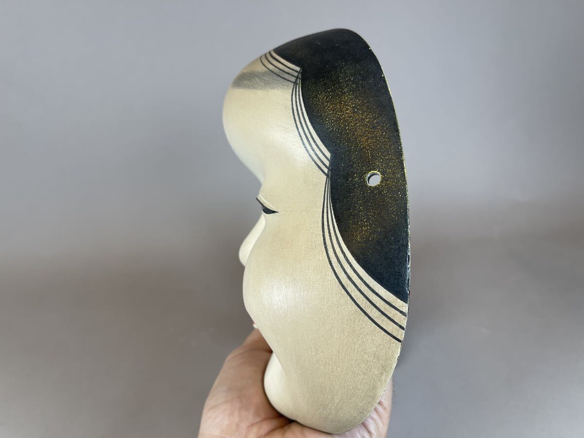 在銘 甚喜 能面 お面 小面 神楽面 狂言面 木彫 狂言 壁掛け 壁掛 面袋 _5