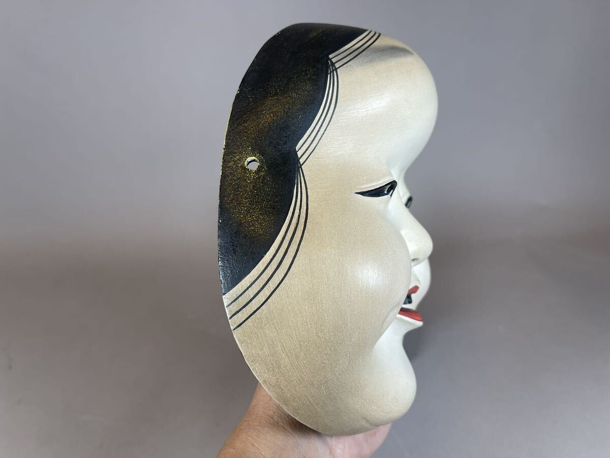 在銘 甚喜 能面 お面 小面 神楽面 狂言面 木彫 狂言 壁掛け 壁掛 面袋 _6