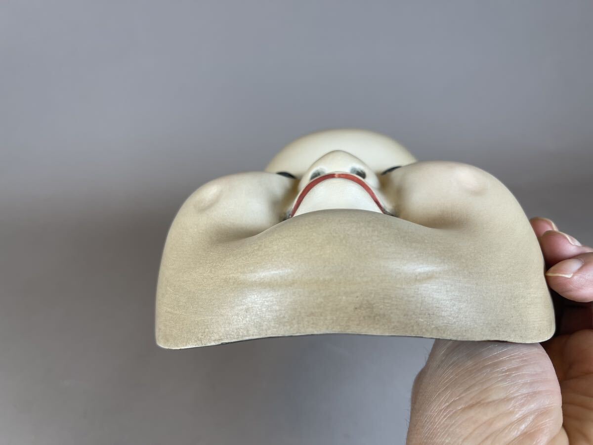 在銘 甚喜 能面 お面 小面 神楽面 狂言面 木彫 狂言 壁掛け 壁掛 面袋 _8