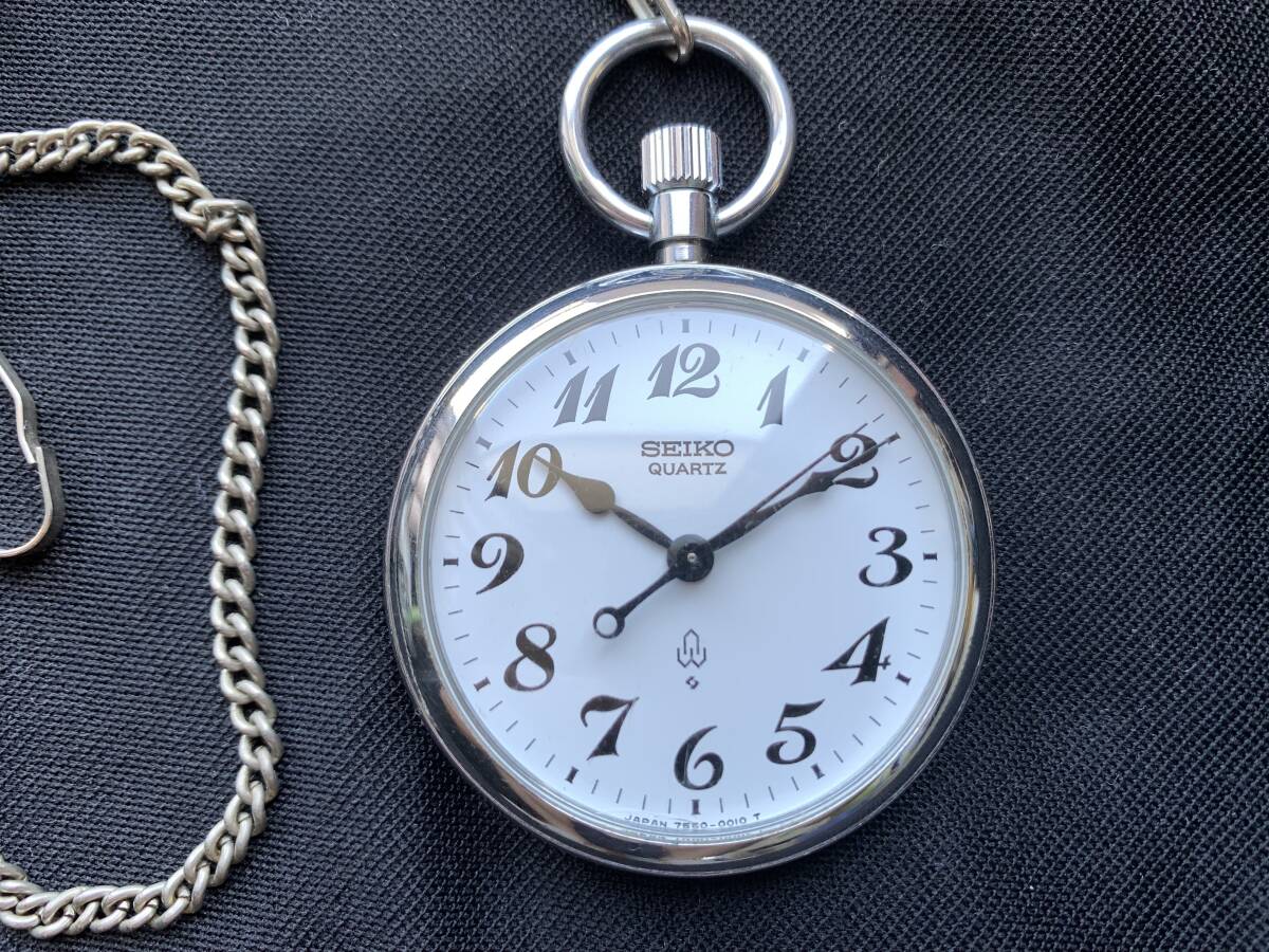 ◆国鉄　懐中時計　SEIKO クォーツ　電池交換済　刻印入【　昭56 ナンバー　仙鉄　】_1