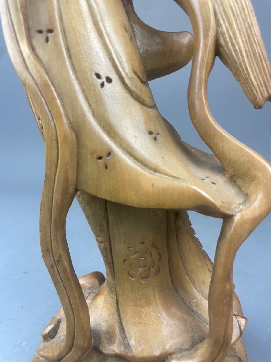 猫八】時代木彫 仏教美術 天女像 琵琶天女 弁財天 高41cm 置物 旧家蔵