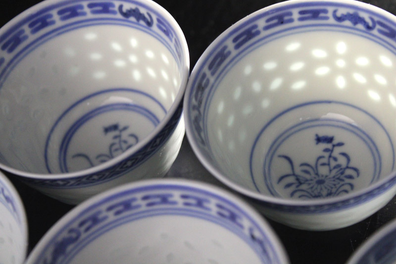 中国茶器「蛍手景徳鎮 玩玉款 煎茶碗5客」景徳鎮 玩玉 蛍手 透かし彫り