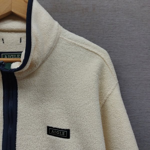 K708 AIGLE エーグル フリース ジャケット アウトドア キャンプ スタンドカラー ロゴ アウター ポリエステル ホワイト サイズ L_4