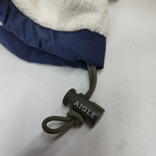 K708 AIGLE エーグル フリース ジャケット アウトドア キャンプ スタンドカラー ロゴ アウター ポリエステル ホワイト サイズ L_9