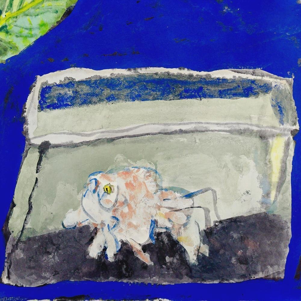 真作】【WISH】中川一政 版彩画 約15号 大作 紫陽花と金魚 〇文化勲章