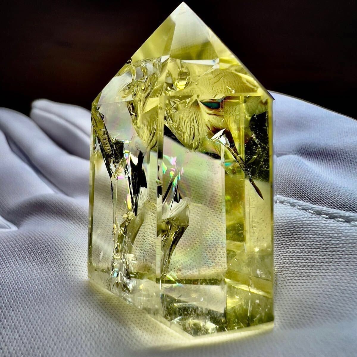 非加熱 天然無処理 シトリン 黄水晶 ポイント 原石 虹 高品質】天然非加熱 シトリン バイーア州産 黄水晶 ポイント