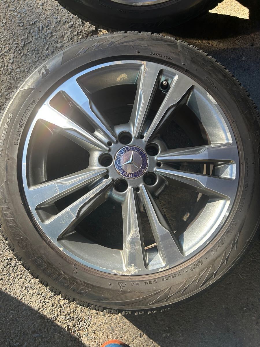 【2019年製】【4本】245/45R17 ベンツ　純正　アルミ　１７×８Ｊ　５穴　１１２　＋４８　ブリヂストン　スタッドレス　ＶＲＸ２　 ベンツ 245&frasl;45R17 純正 MERCEDES-BENZ (メルセデスベンツ) ホイールのみ販売可能