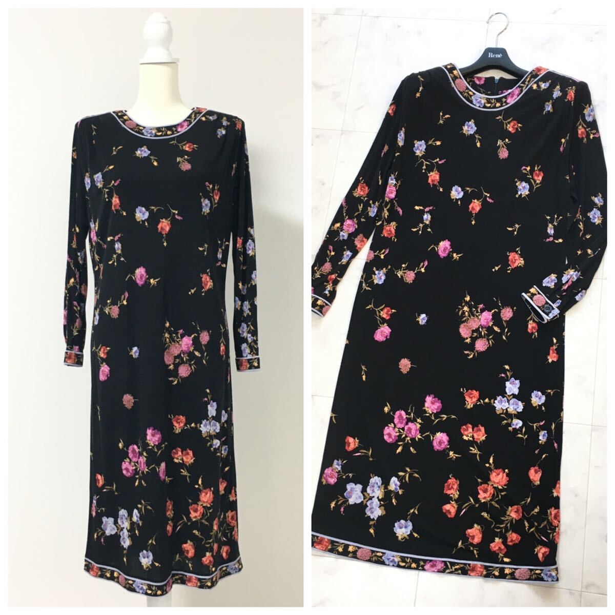 LEONARD レオナール 花柄 ストレッチ ワンピース 近年美品 美品 シルク 