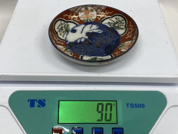 S6406 有田焼風 伊万里焼風 皿 小皿 豆皿 アンティーク 時代物 魚 染付