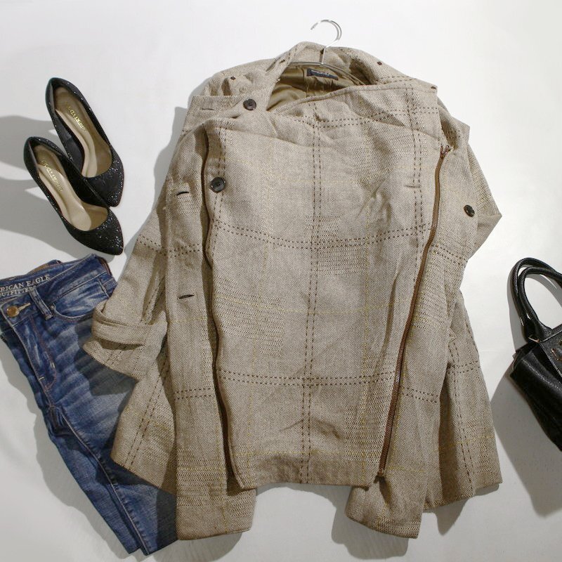 コムサデモード COMME CA DU MODE 抱っこ紐対応 チェック柄 ウール ママコート ウール ロングコート ベージュ 日本製_3