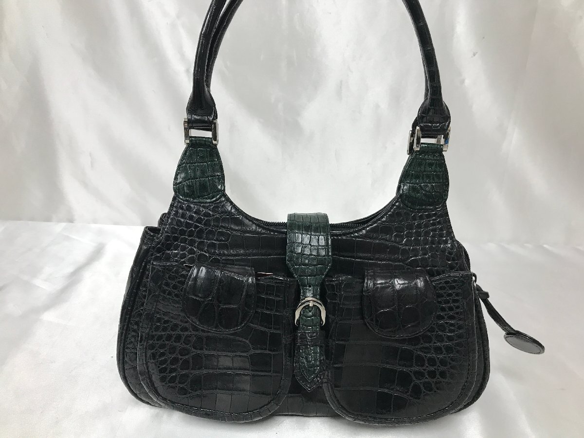 キングラム[12] ☆美品☆ JRA クロコダイル クロコレザー ハンドバッグ 