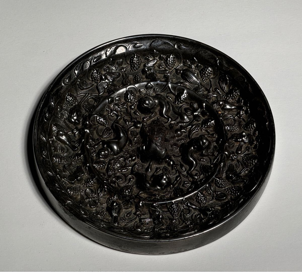 唐時代 海獣葡萄鏡 銅鏡 古物保証 時代保証 古銅 古鏡 唐物 中国美術 