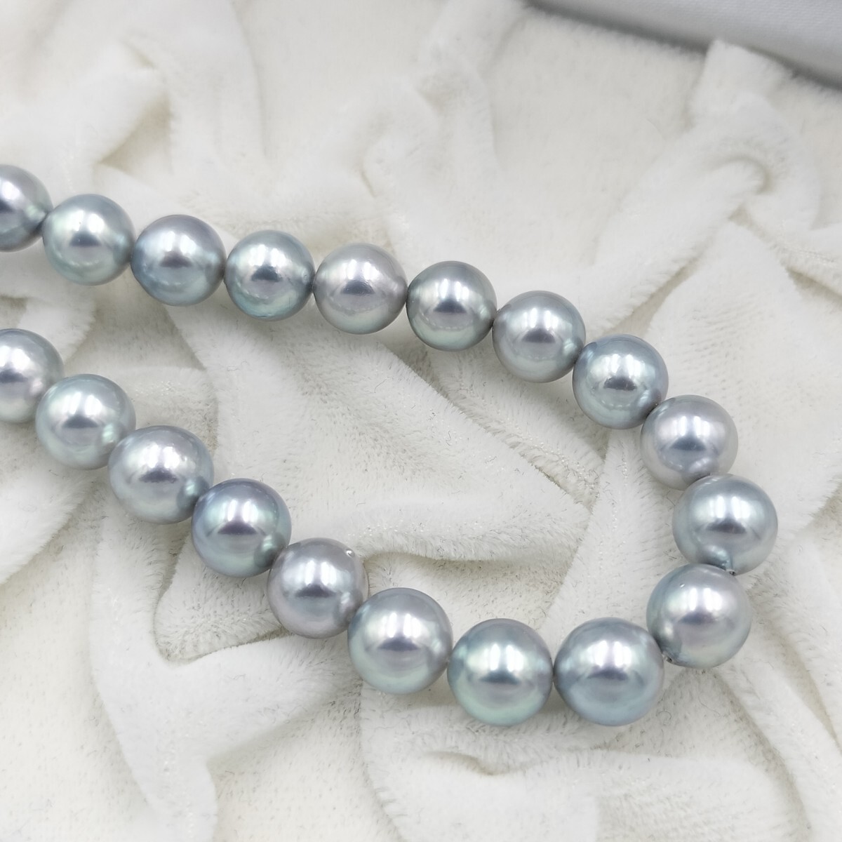 テリ抜群!!】アコヤ あこや ナチュラル ブルー パール ネックレス 8mm 
