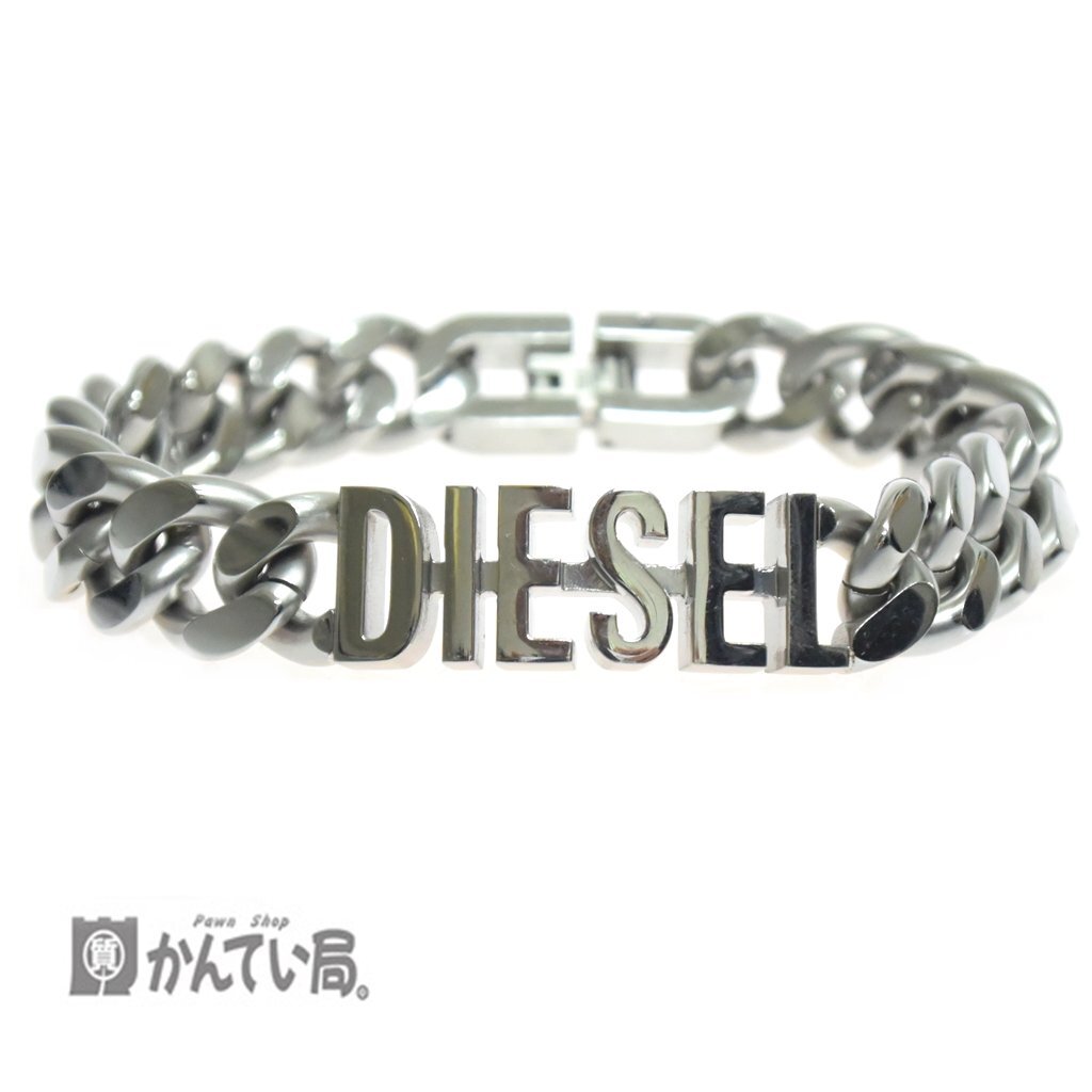 DIESEL ディーゼル チェーン ブレスレット ロゴ シルバーカラー SS 箱