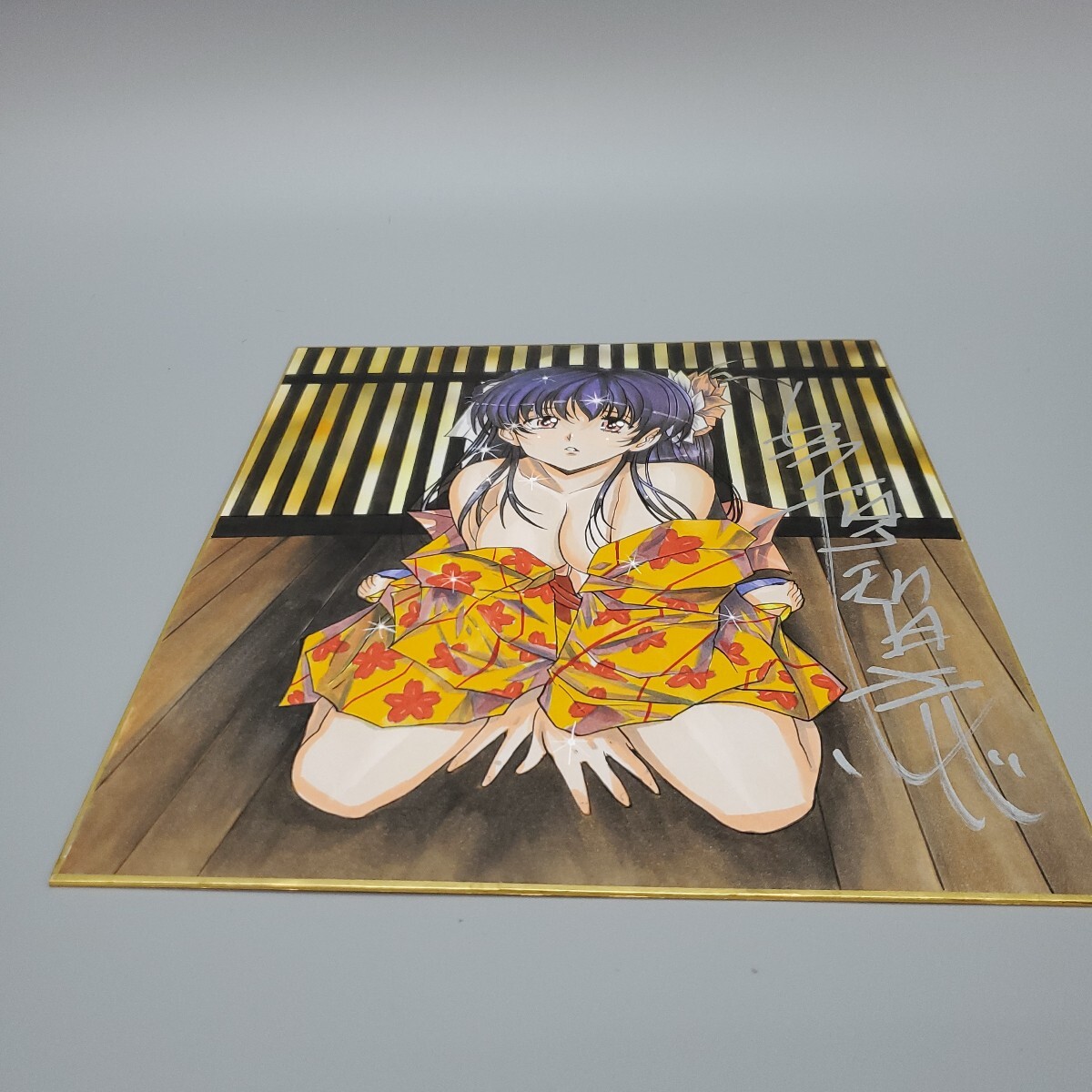 うるし原智　着物美人　美女　カラー　サイン　色紙　模写 カラー サイン 色紙 『ラングリッサー』 あさいもとゆき・浅井裕・セクシーイラスト あさい