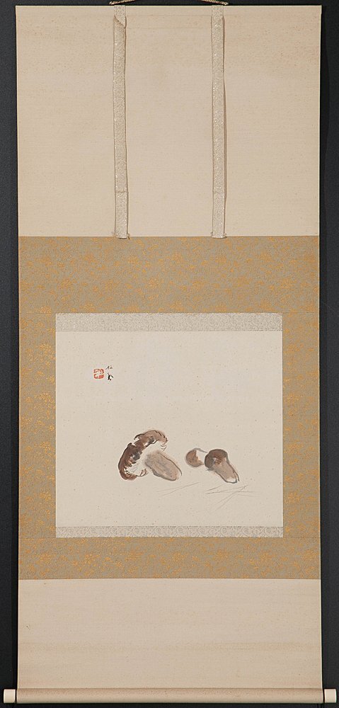 五】竹内栖鳳 『秋香』 真作 紙本 彩色 掛軸 六人部暉峰識箱 二重箱