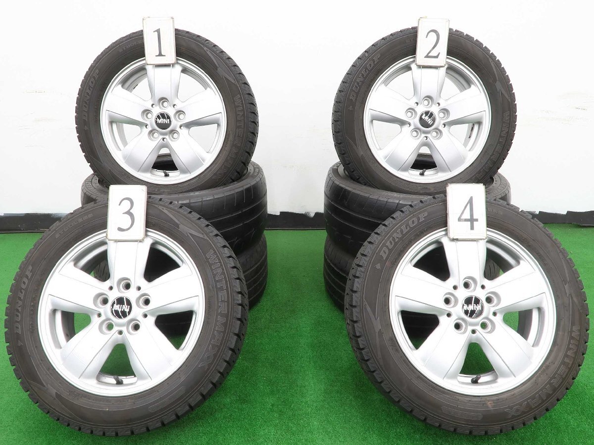 4本 MINI F56 ミニ クーパー 純正 15インチ 5.5J +46 PCD 112 スタッドレス ダンロップ ウインターマックス WM02 2021年 175/65R15 6855101_1