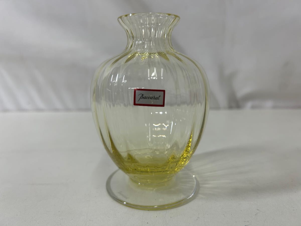 同梱不可】Baccarat バカラ アクアレーユ イエロー 花瓶 一輪挿し 中古