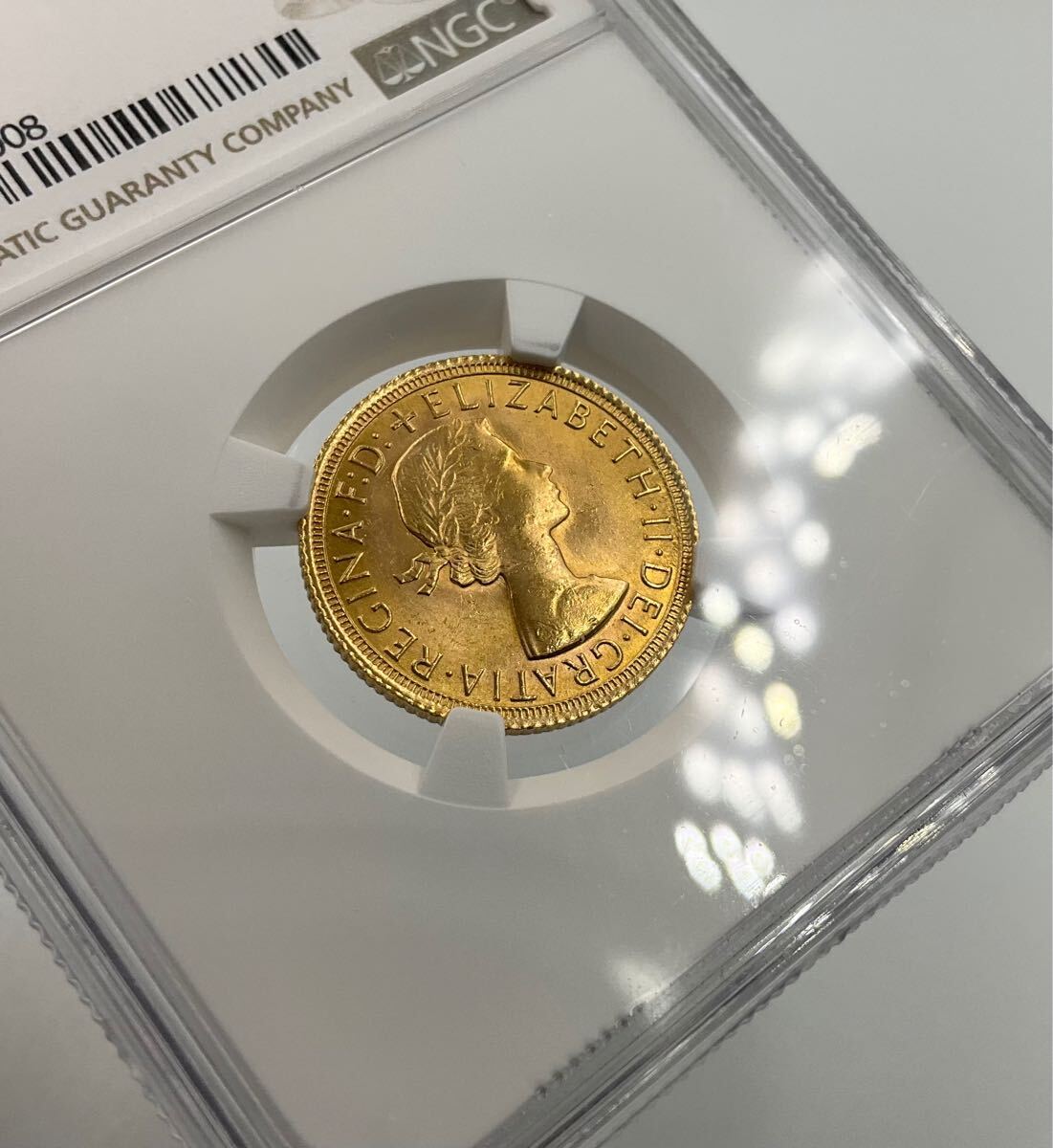 ★１円スタート 美品 1967年 イギリス ヤングヤング エリザベス ロイヤルミント 1ソブリン 金貨 龍退治 NGC社鑑定 MS63_8