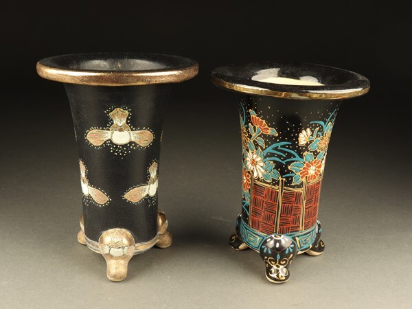 万年青 鉢 宇 BA008 唐物 色絵花文 万年青鉢 蘭鉢 二点 盆栽