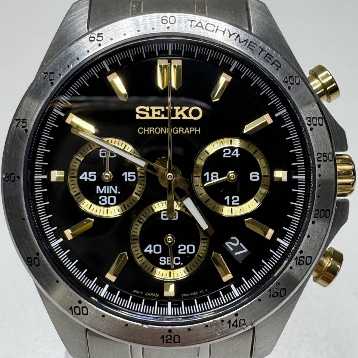 稼働】 SEIKO クロノグラフ 8T63-00D0 クォーツ 黒文字盤 セイコー