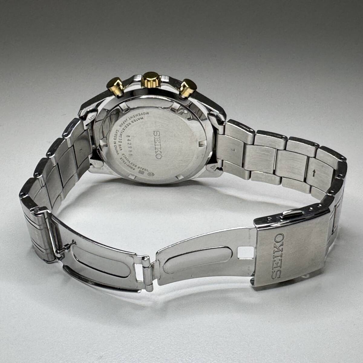 稼働】 SEIKO クロノグラフ 8T63-00D0 クォーツ 黒文字盤 セイコー