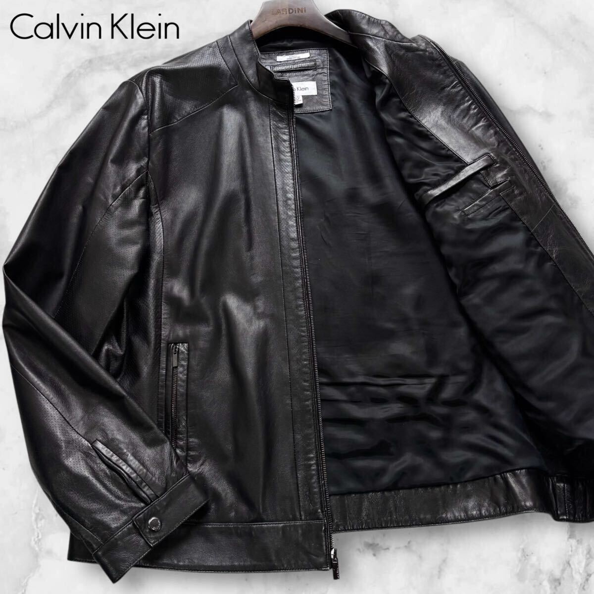 美品/XL相当◎カルバンクライン Calvin Klein シングル ライダース 