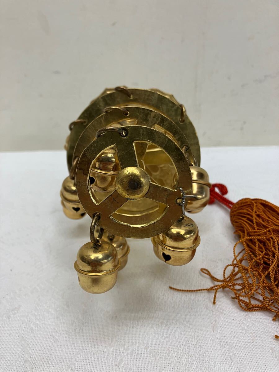 神楽鈴 巫女鈴 金色 約300g 全長約28cm 福鈴 神事道具 仏教 仏具 神楽