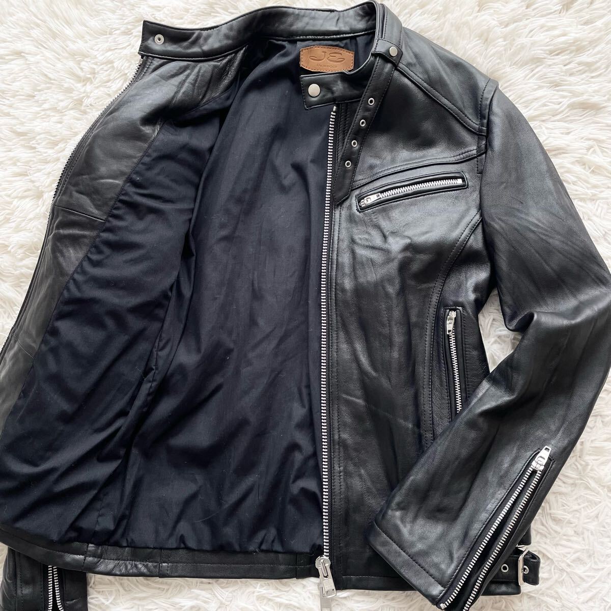 美品 Lサイズ JACKROSE ラムレザー シングルライダース ダブルジップ