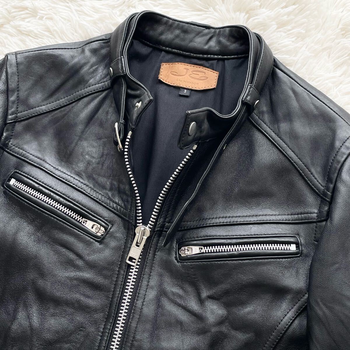 美品 Lサイズ JACKROSE ラムレザー シングルライダース ダブルジップ