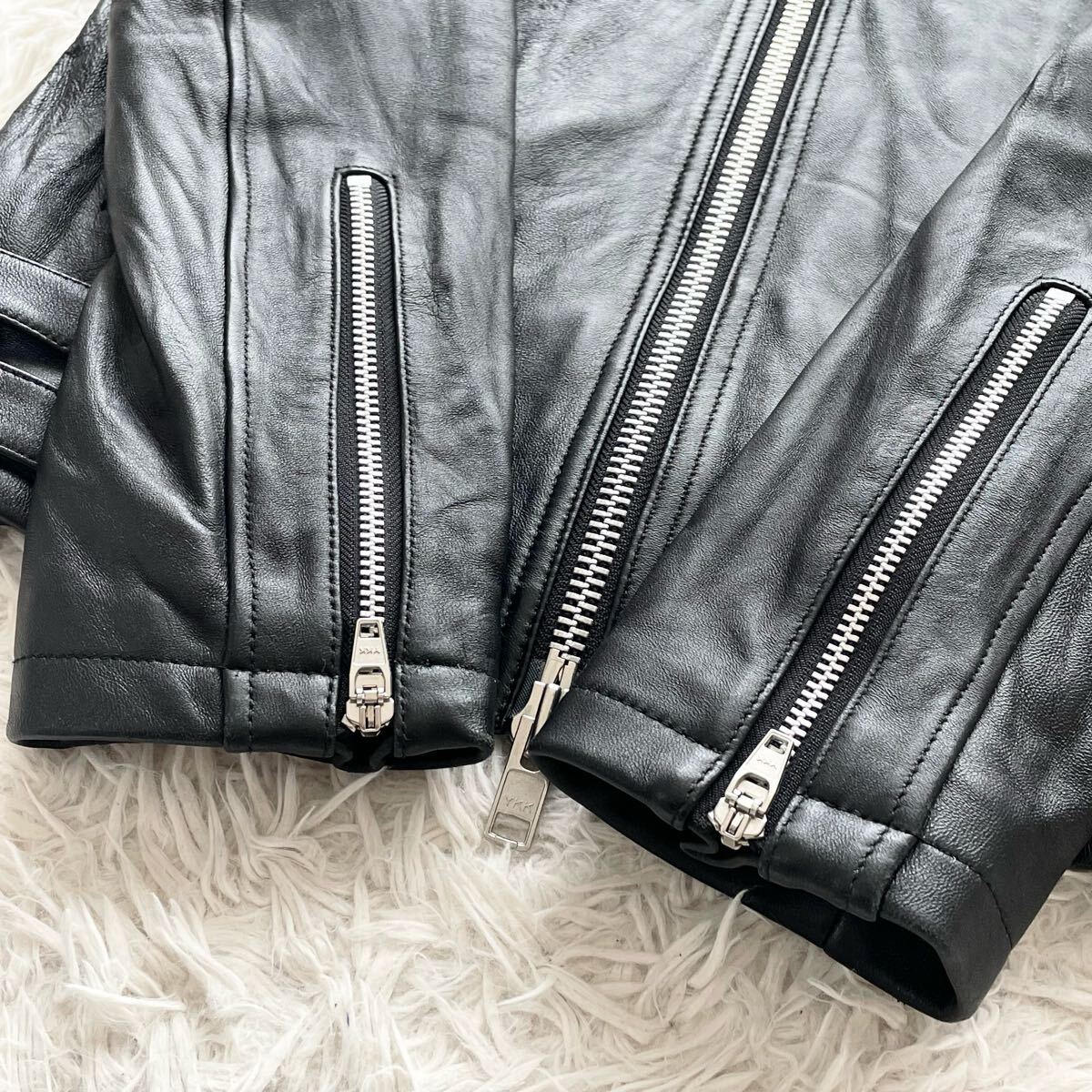 美品 Lサイズ JACKROSE ラムレザー シングルライダース ダブルジップ