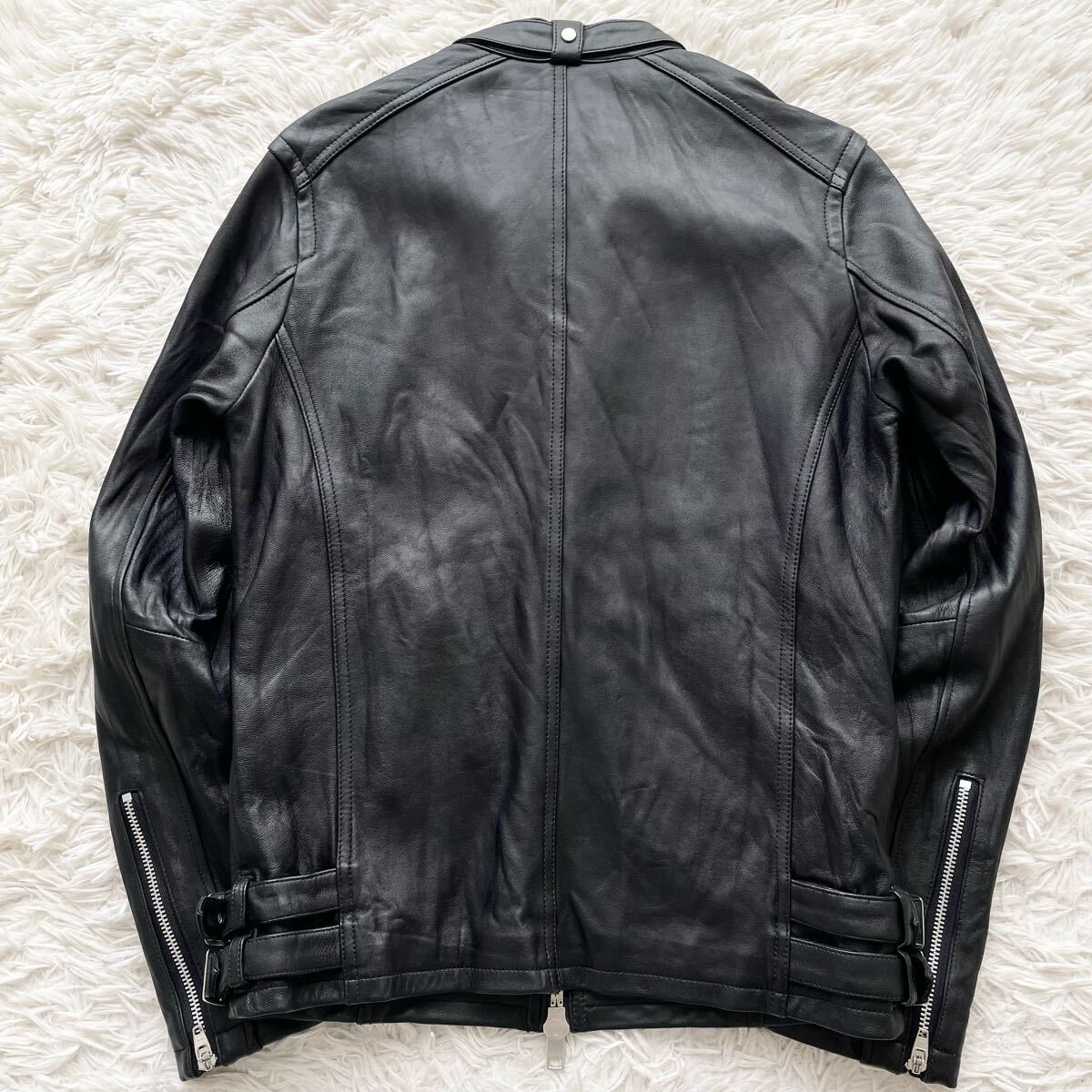 美品 Lサイズ JACKROSE ラムレザー シングルライダース ダブルジップ