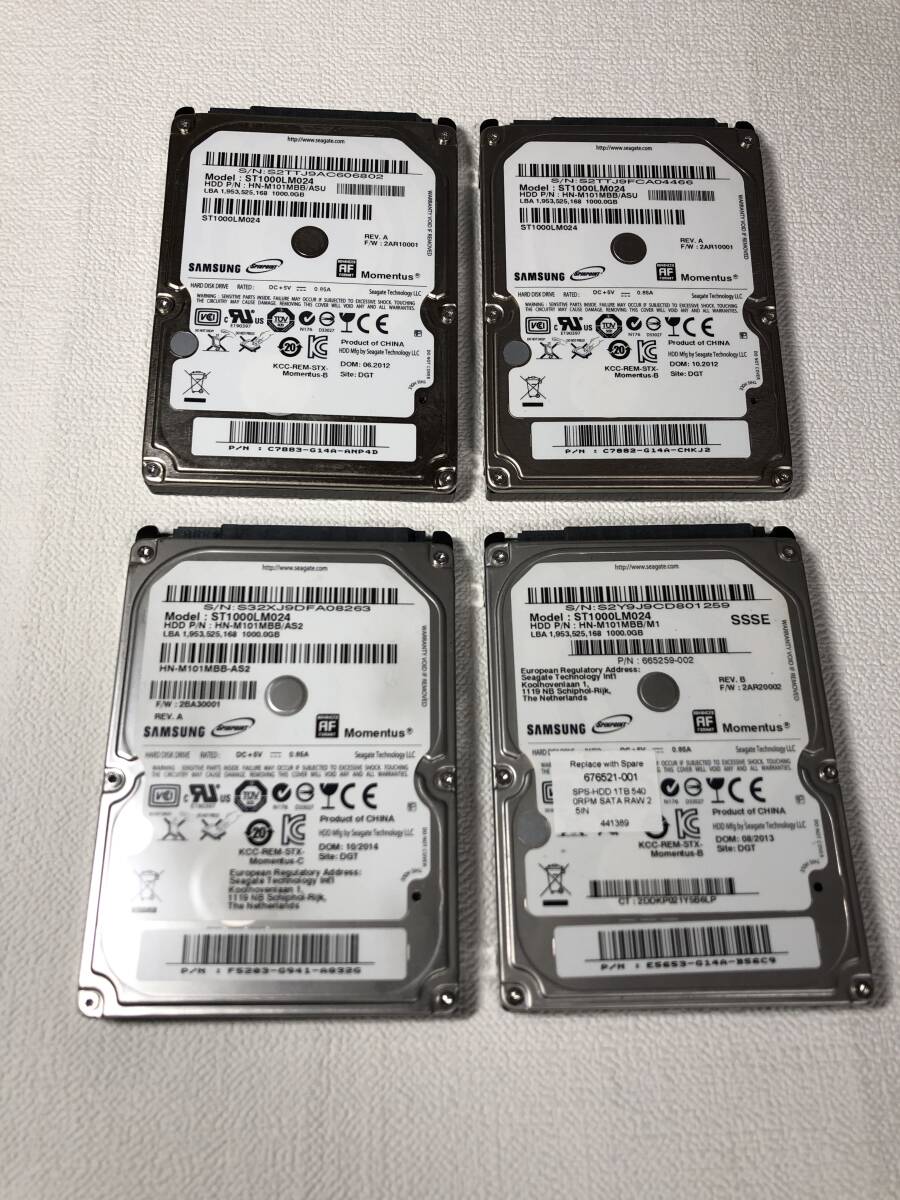 SAMSUNG 1TB SATA 2.5 インチ 9mm ハードディスク 1TB ×4 =4TB 動作