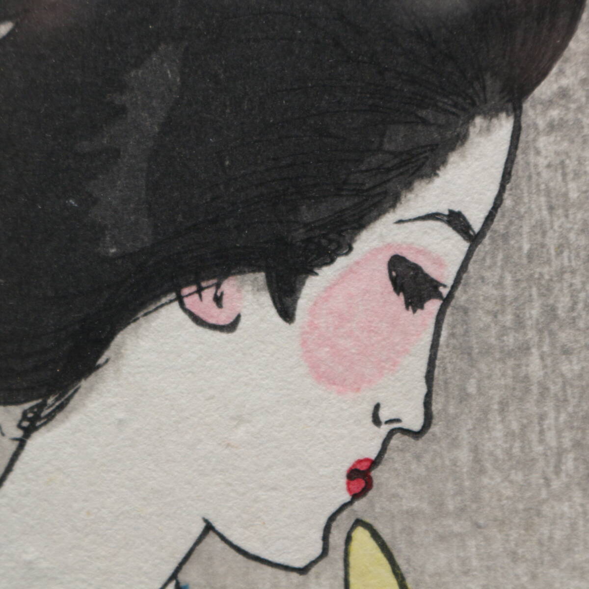 真作】『うちわ 美人画』/ 竹久夢二 / 木版画 / 当時物 / 色摺り