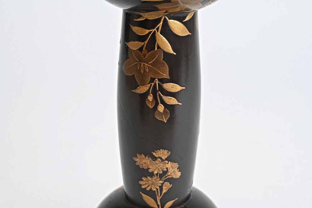 IB1201◇小鼓胴 中宗印 黒漆塗金蒔絵草花文◇和楽器 h(鼓)｜売買され