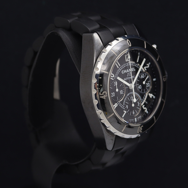 1円 稼働 シャネル J12 クロノグラフ H0939 AT/自動巻き 黒文字盤 デイト 2.19OH済み メンズ腕時計 OGH 1354320 6TOT_2