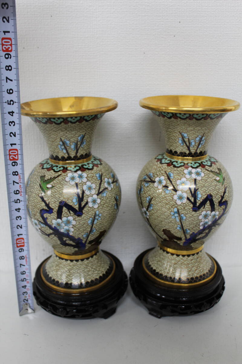 ☆【現状品】中国美術品 花瓶 景泰藍 七宝焼き 工芸品 激安 1円