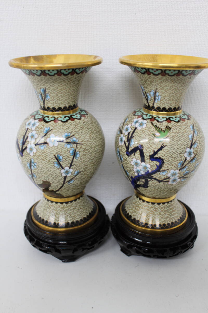 ☆【現状品】中国美術品 花瓶 景泰藍 七宝焼き 工芸品 激安 1円