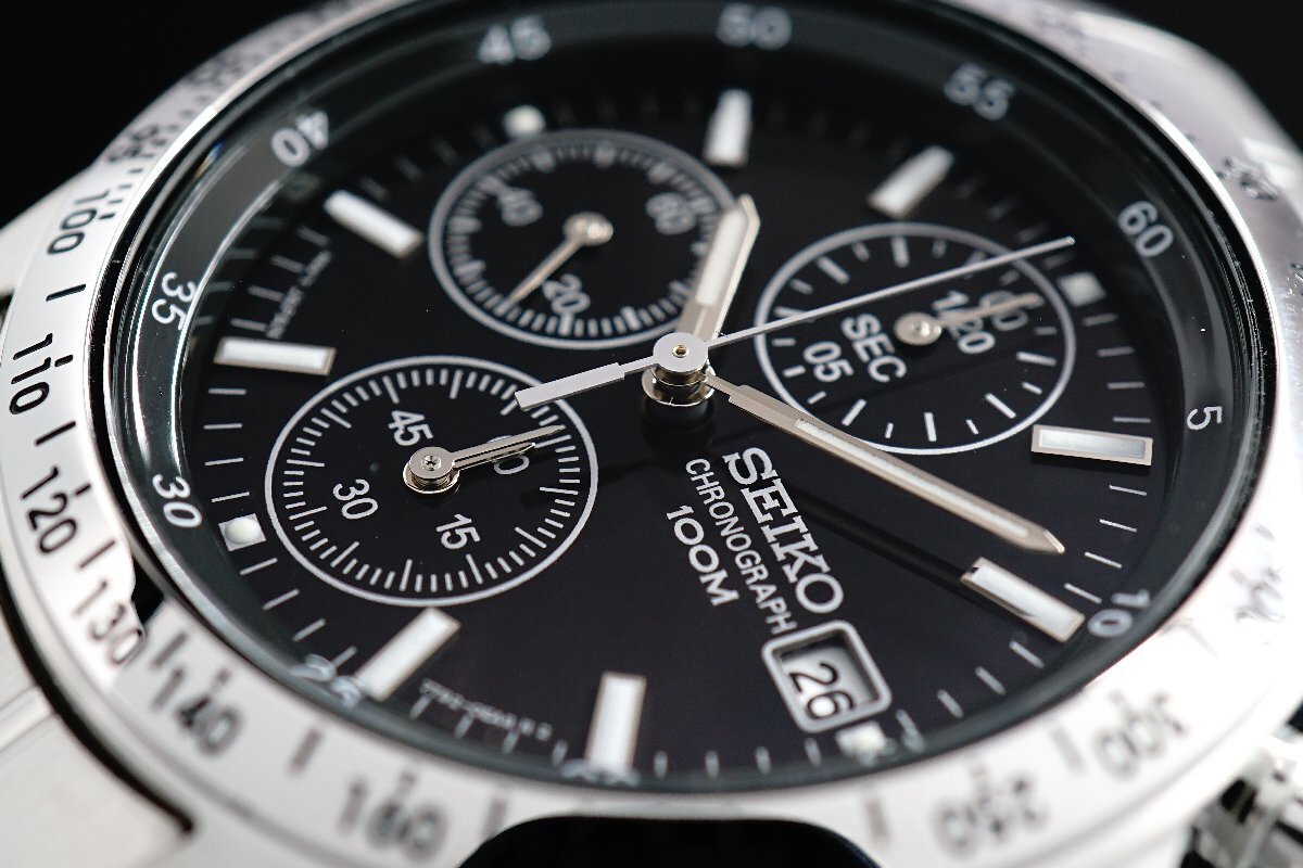 1円～ 1スタ セイコー 正規品 海外モデル SEIKO 逆輸入 タキメーター 新品 1/20秒 クロノグラフ 腕時計 メンズ激レア入手困難 100m防水_1