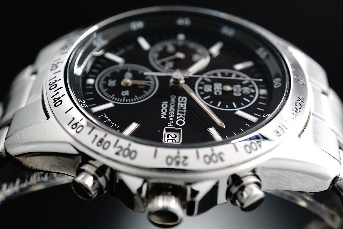1円～ 1スタ セイコー 正規品 海外モデル SEIKO 逆輸入 タキメーター 新品 1/20秒 クロノグラフ 腕時計 メンズ激レア入手困難 100m防水_2