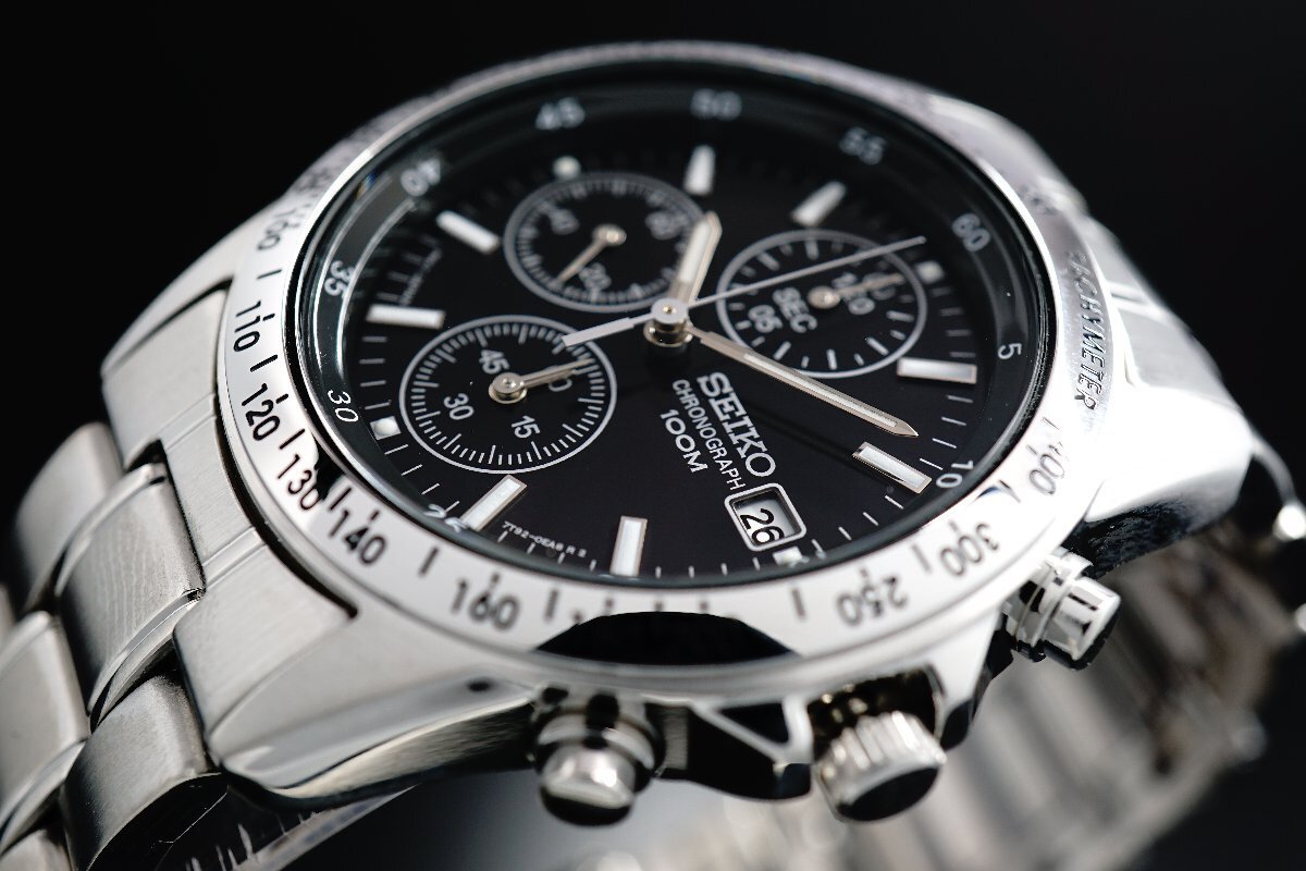 1円～ 1スタ セイコー 正規品 海外モデル SEIKO 逆輸入 タキメーター 新品 1/20秒 クロノグラフ 腕時計 メンズ激レア入手困難 100m防水_5