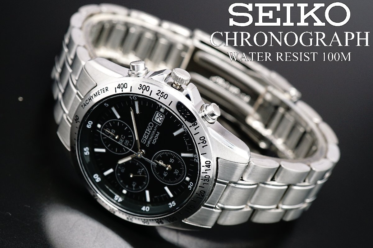 1円～ 1スタ セイコー 正規品 海外モデル SEIKO 逆輸入 タキメーター 新品 1/20秒 クロノグラフ 腕時計 メンズ激レア入手困難 100m防水_7
