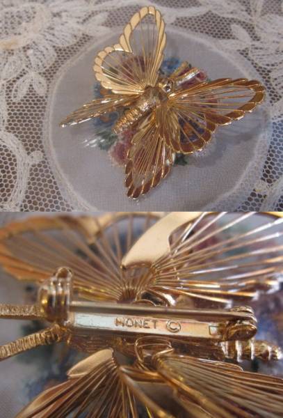 SALE☆ビンテージブローチMonetモネバタフライ蝶々コスチューム_3