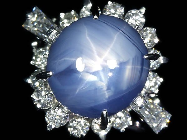 ML15221S【1円～】新品仕上【RK宝石】天然非加熱スターサファイア 大粒6.23ct 極上ダイヤモンド 総計0.55ct Pt900 高級リング ダイヤ_1