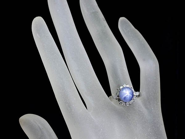 ML15221S【1円～】新品仕上【RK宝石】天然非加熱スターサファイア 大粒6.23ct 極上ダイヤモンド 総計0.55ct Pt900 高級リング ダイヤ_7