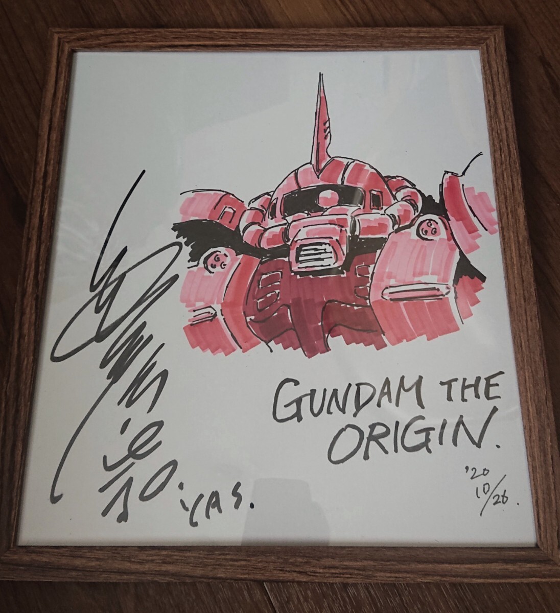 安彦良和 ガンダム サイン色紙 彩色イラスト 機動戦士ガンダム