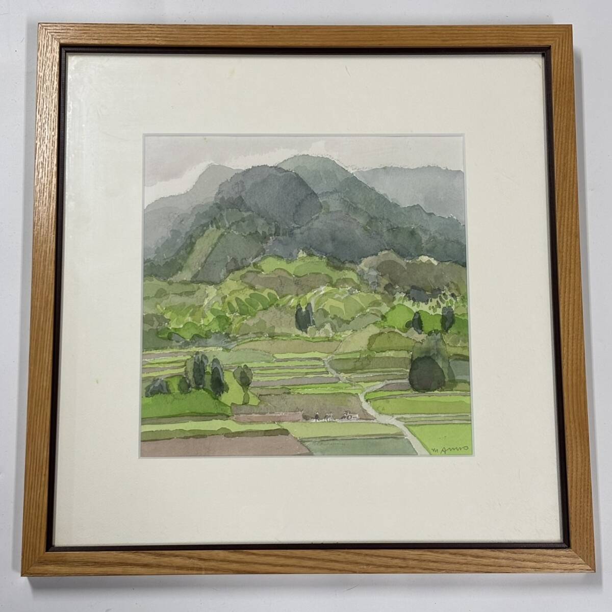 真作保証】安野光雅 水彩画 風景画 絵画 サイン入り 文化功労者 安野