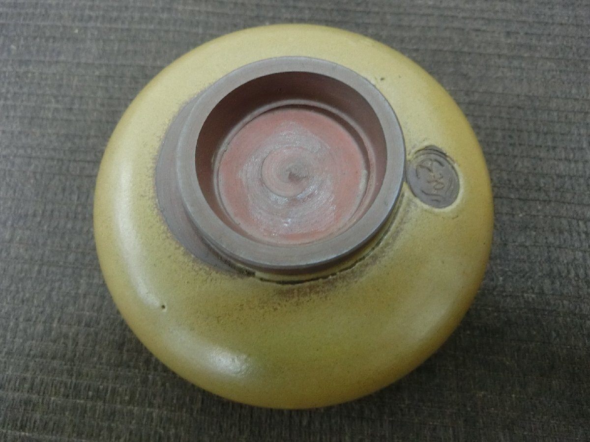 希少！お勧め！【茶碗　三浦「常山」　佐渡　無名異焼　ソバ釉　抹茶茶碗 】◆茶道具　茶器　黄交趾　急須　茶入　茶釜湯飲み※円安！買得_1