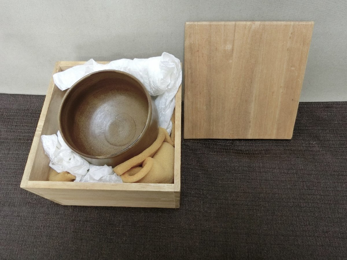 希少！お勧め！【茶碗　三浦「常山」　佐渡　無名異焼　ソバ釉　抹茶茶碗 】◆茶道具　茶器　黄交趾　急須　茶入　茶釜湯飲み※円安！買得_6